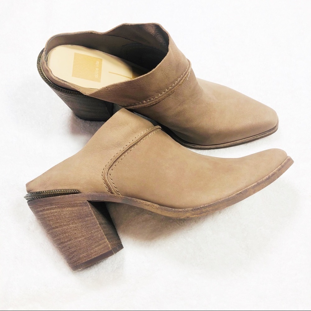 🔥Dolce Vita tan soft leather mule booties sz9.5 NWOT